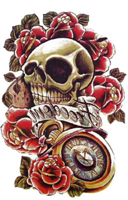Tattoo tete de mort et rose
