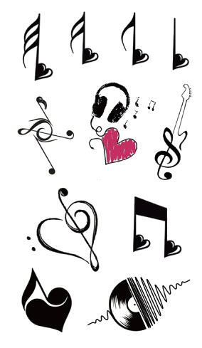 Faux tatouage coeur musical