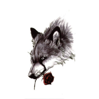 Tatouage temporaire loup avec rose