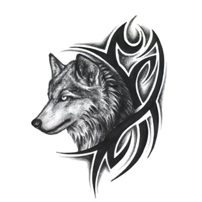 Faux tatouage loup tribal