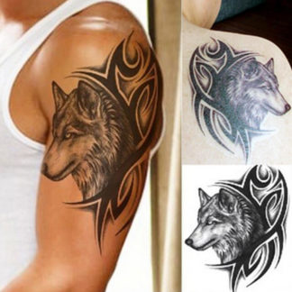 Faux tatouage loup tribal