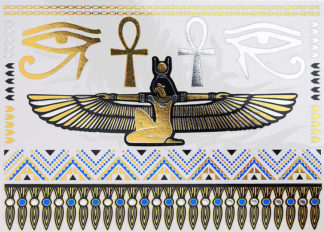 Tatouage temporaire pharaon gande aile et oeil egypte