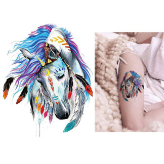 tatouage changeable cheval indien aquarelle