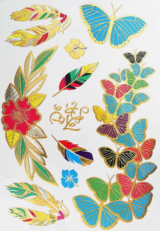Faux tatouage papillon plume color