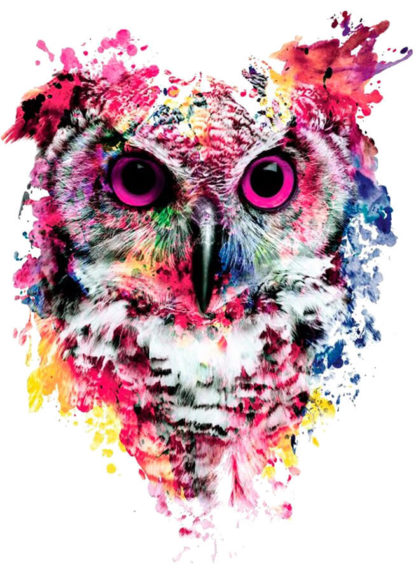 Tattoo hibou yeux roses
