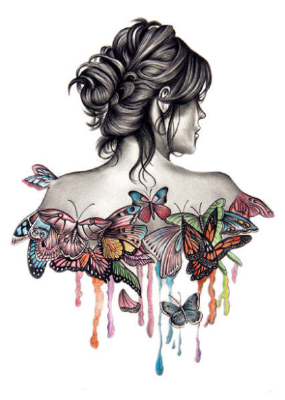 Faux tatouage femme papillons