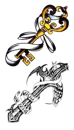 Faux tatouage clef croix ruban