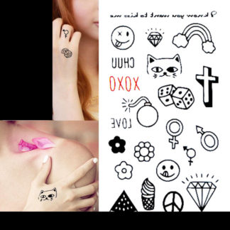 Faux tatouage emoticone peace croix symbole