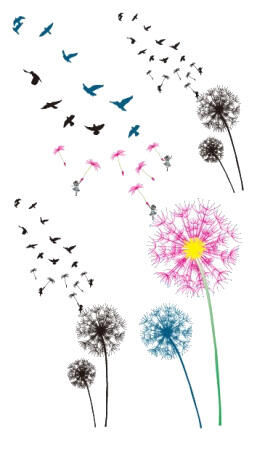 Faux tatouage fleur "cheveux d ange" envol oiseaux